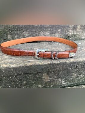 Onyx by Brighton Brown Leather Belt with Silver Buckle